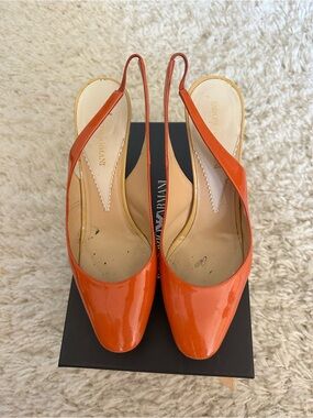 Giorgio Armani Orange Patent Slingback Pumps - Pointed Toe